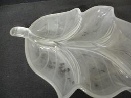 Frosted Glass Divided Leaf Dish