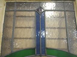 Vintage Arts and Craft Style Stain Leaded Glass Window Sash