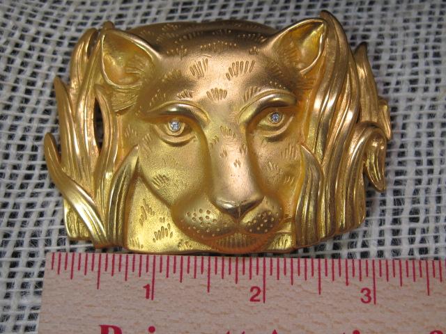 Large Goldtone Doreen Ryan Lion Head Brooch