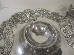 Arthur Court Silver Chip & Dip Bowl and Cheese/Cracker Tray