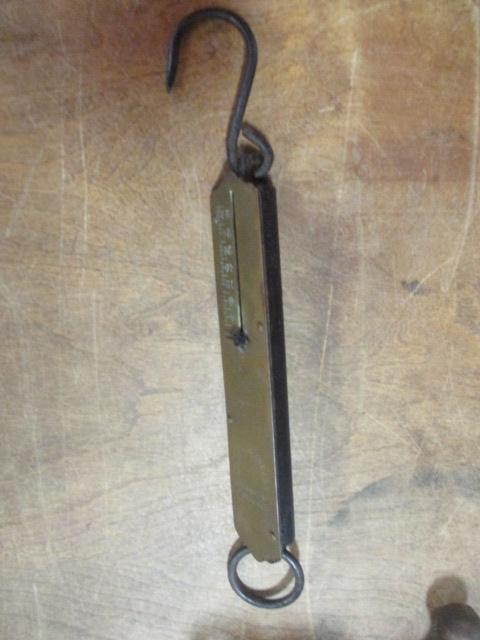 Three Antique Pipe Wrenches and Spring Scale