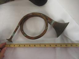 Vintage Copper Hunt Horn and Two Ahooga Horns