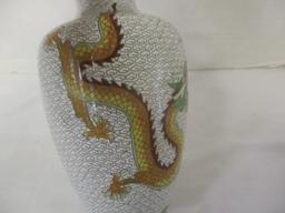 Antique Chinese Cloisonne Dragons Enamel on Bronze Vase