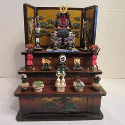 Japanese Boys' May Festival Doll 3 Tier Miniature Display