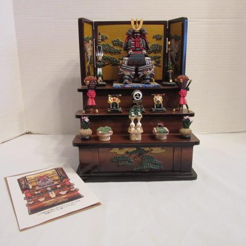 Japanese Boys' May Festival Doll 3 Tier Miniature Display