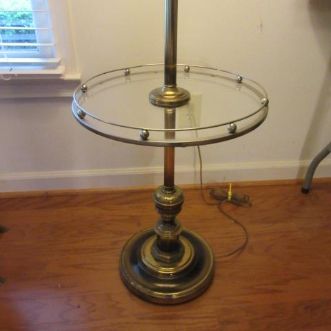 Glass Top Antique Brass Finish Table Floor Lamp