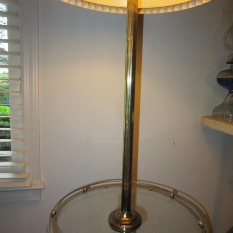 Glass Top Antique Brass Finish Table Floor Lamp