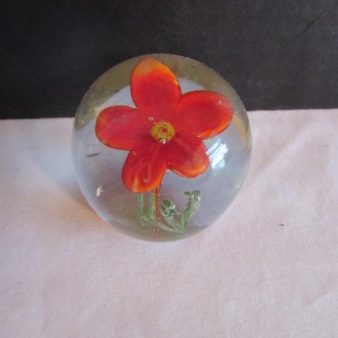 Art Glass Ashtray and Three Art Glass Paperweights