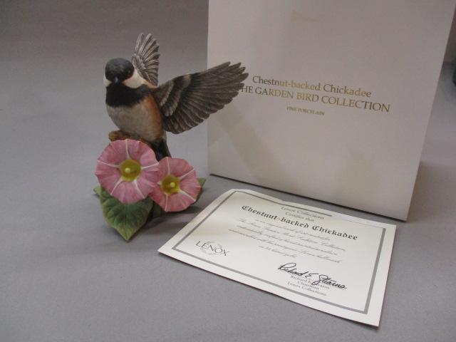 1998 Lenox "Chestnut-backed Chickadee" Fine Porcelain Bird Figurine 5"