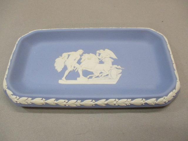 Vintage Wedgwood Blue Jasperware Rectangle Trinket Dish 6"