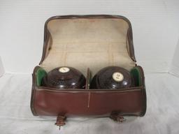 Leather Bag w/PR of English Lawn Balls