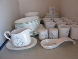 78 Pieces of Corelle by Corning "Shadow Iris" Dinner Ware and Serving Pieces