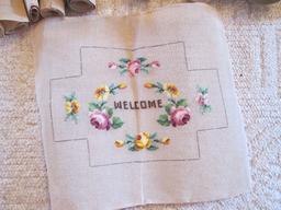 Large Grouping of Various Size Embroidery Needlework Panels