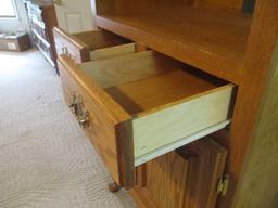 Solid Oak Media Cabinet with Queen Anne Legs