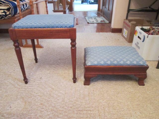 Singer Sewing Storage Seat Stool and Wood Foot Stool