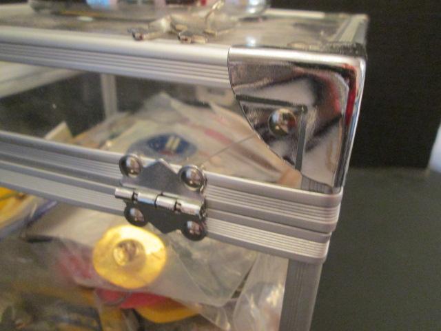 Locking Storage Box of Old Key Chains, Buttons, Aladdin Gathering Lapel Pins, etc.