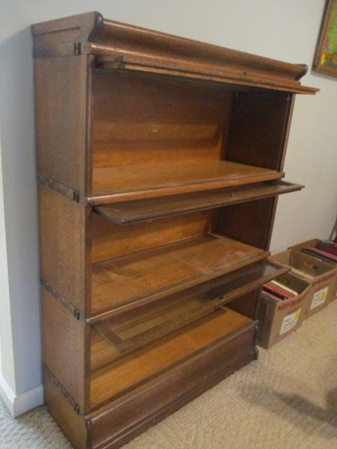 Antique Macy Tiger Oak 3 Stack Barrister Bookcase