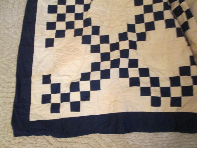 American Pacific Ent. Machine Made Blue/Beige Checker Board Quilt