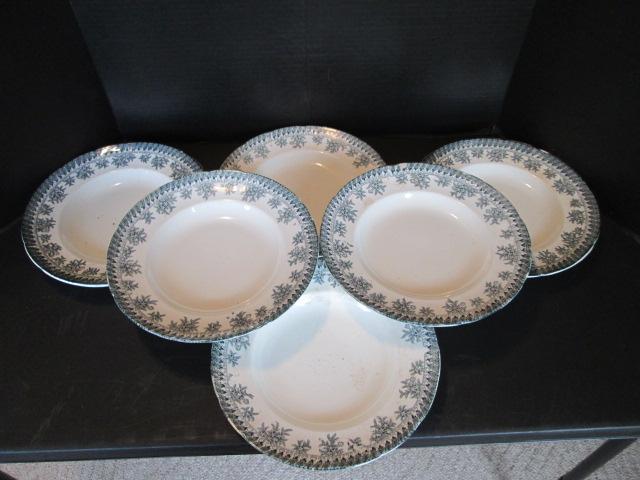 Six Anchor Pottery Semi-Porcelain Transferware Plates