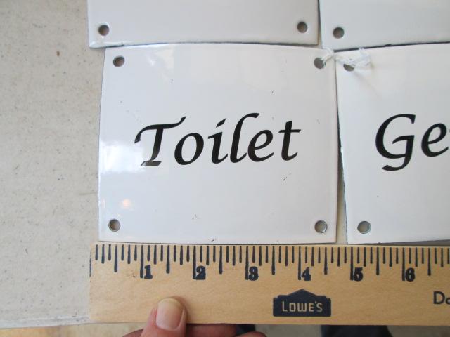 Four White Porcelain Room Marking Signs