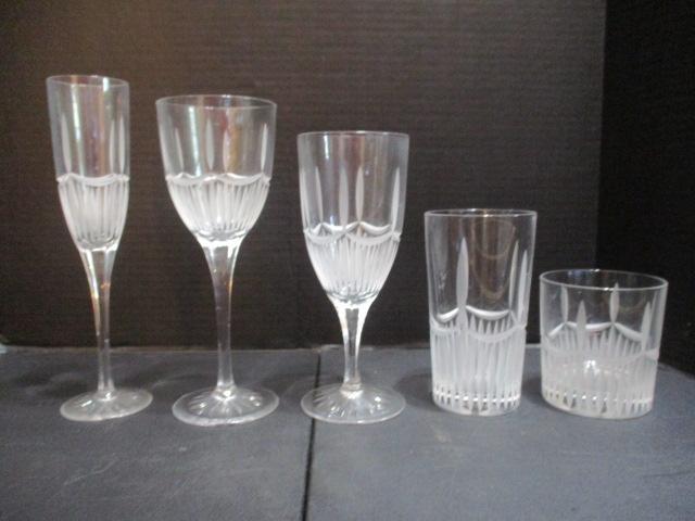 JG Durand "Radiance" Frosted Cut Crystal Stemware