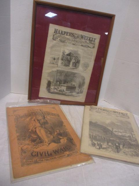 Harper's Weekly Cover Pages (1 Framed) 2 Unframed