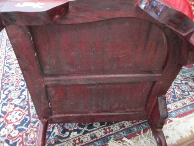 Antique Corner Mahogany Chinoiserie Chair with Mother of Pearl Inlay Designs