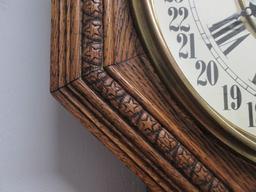 Antique Victorian Eclipse Oak Regulator Calander Clock