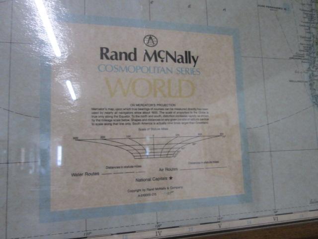 Framed Rand McNally "Cosmopolitan Series" World Map