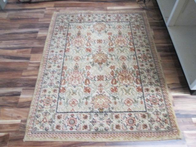 Beige and Rust Floral Design Area Rug