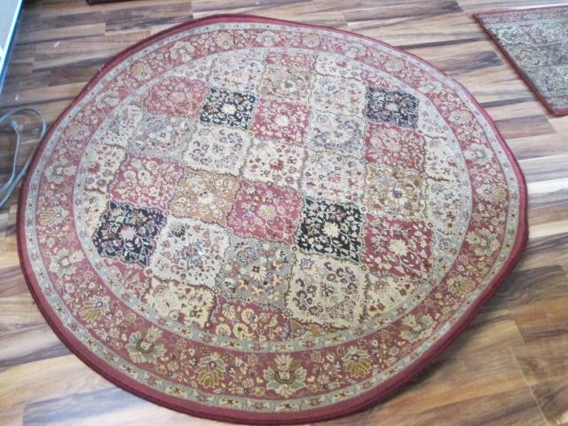 Gulben Collection Red Round Panel Kerman Design Area Rug