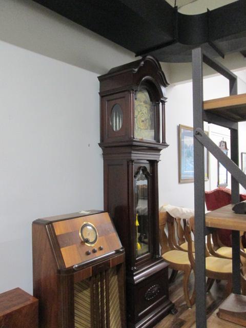 Imposing Antique Bailey, Banks and Biddle Mahogany Grandfather Floor Clock