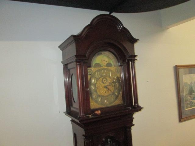 Imposing Antique Bailey, Banks and Biddle Mahogany Grandfather Floor Clock