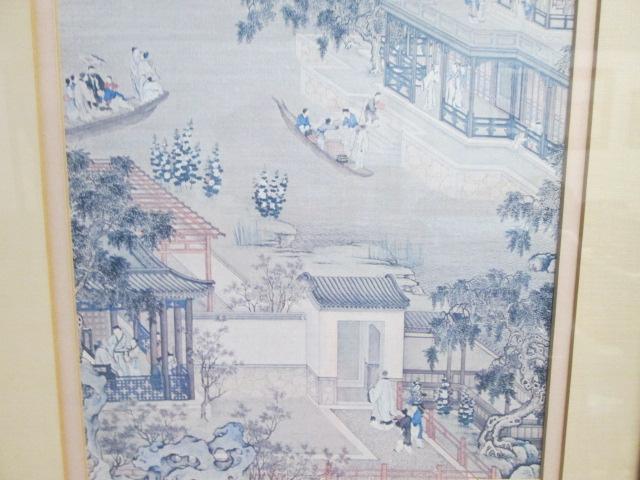 Two Framed and Matted Chinese Village Scene Prints