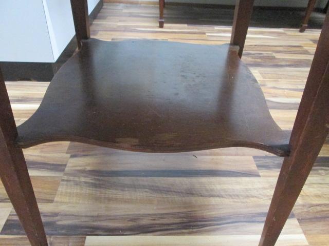 Mahogany Bow Front Side Table with Drawer and Leather Top