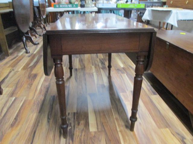 Antique Mahogany Drop Leaf Table with Drawer