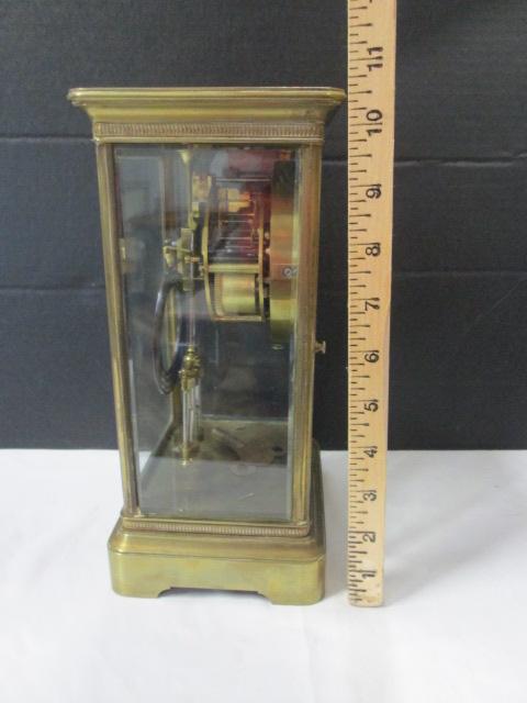 Vintage Shreve Crump & Lowe Boston, Ma. Visible Escapement Brass 4 Glass Mantle Clock