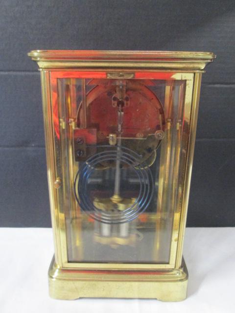 Vintage Seth Thomas Visible Escapement Brass 4 Glass Mantle Clock