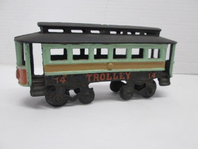 Handpainted Cast Metal Nostalgic #14 Trolley Car