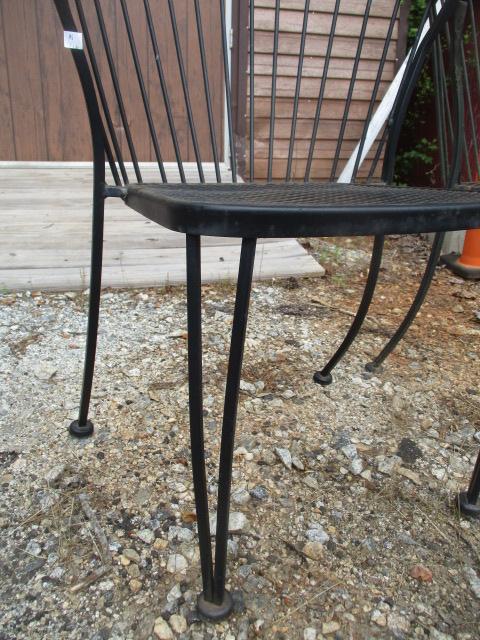 Pair of Black Barrel Back Metal Mesh Chairs