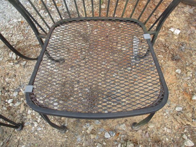 Pair of Black Barrel Back Metal Mesh Chairs