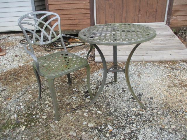 Aluminum Armchair and Bistro Umbrella Table