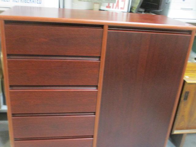 Danish Modern Style Cherry Stained Wood Chest/Armoire