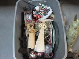 Tote of Christmas Decorations