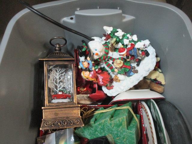 Tote of Christmas Decorations