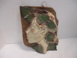 Signed Studio Pottery Face Wall Pocket