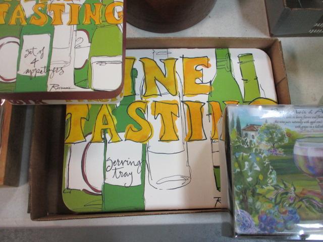 "A Taste of Wine" Serving Tray and Appetizer Plates in Original Boxes and