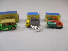 3 Matchbox Cars in Original Boxes 1912 Simplex, Cattle Truck, 8 Wheel Crain