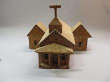 Folk Art Handmade Wood Church