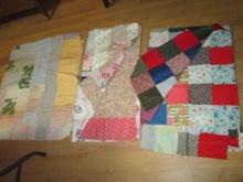 Three Vintage Hand Made Quilt Tops
